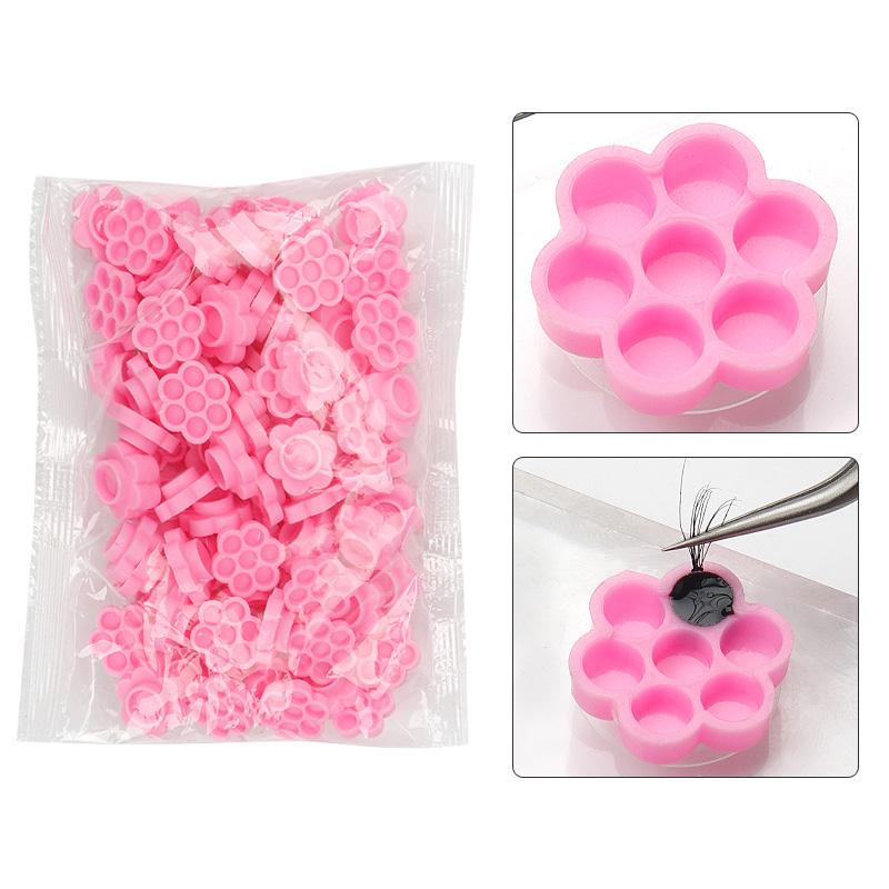 Eyelash Extension Jakarta - 100 Pcs Pink Flower Glue Delay
