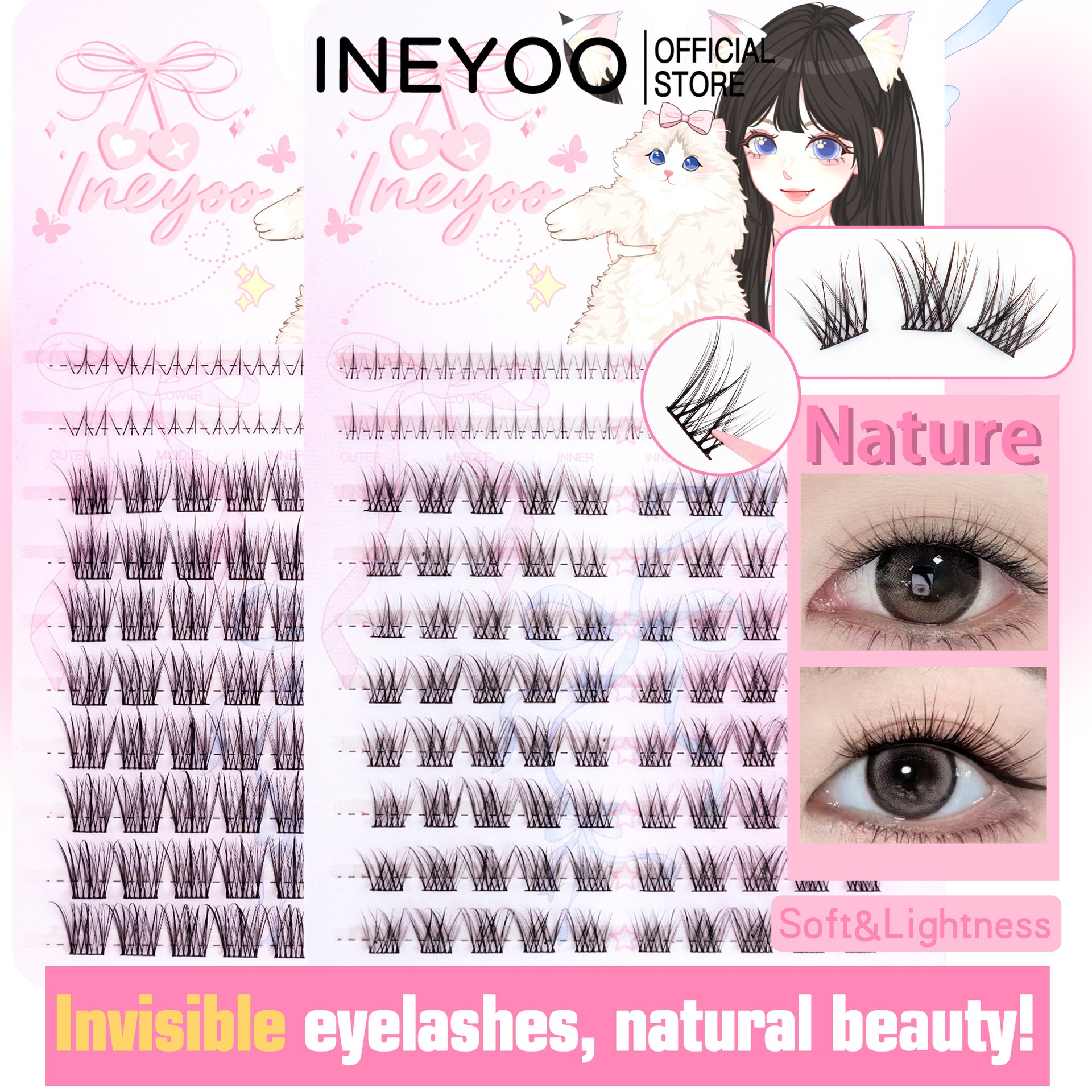 Eyelash Extension In Chinese - Long Slender False Eyelashes Black Natural