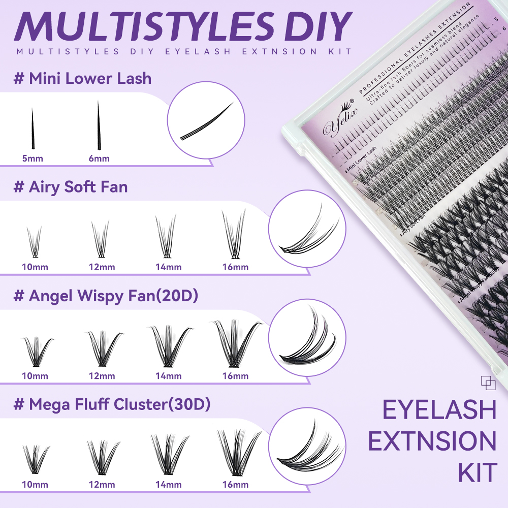 Yelix DIY Clusters Lashes Big  - Eyelash Extension Natural review and price