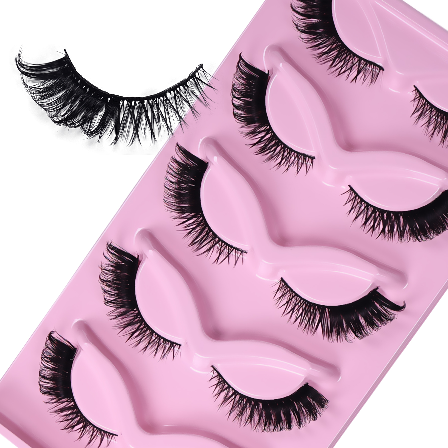5 Pairs Cat Eye Lashes Fluffy  - Eyelash Extension Cat Eye Wispy review and price