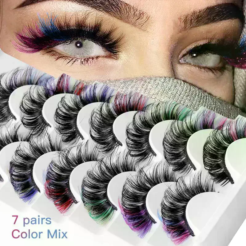 7 Pairs Colorful False Eyelash - Eyelash Extension Volume Lashes review and price